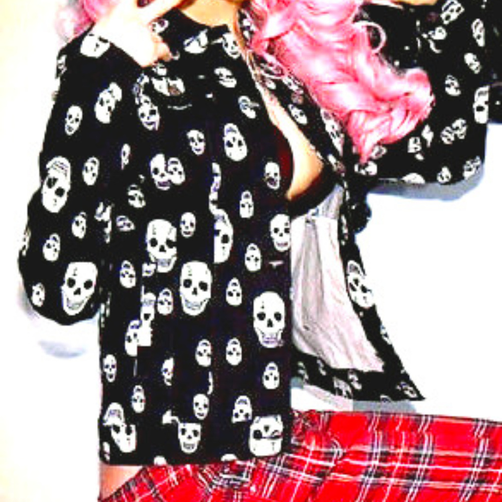 NEW TRIPP ToXiC SKULL Print Stretch Denim JACKET M